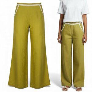 7 For All Mankind Linen Trouser Pants Size Small Golden Mustard High Rise 83147